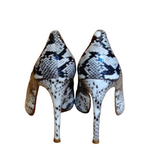 IDIFU Classic Pointed Toe High Heels 4" Snakeskin Print Shoes White Women Size 7 - Picture 4 of 10